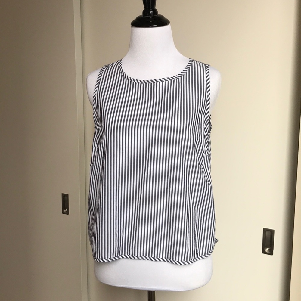 Madewell cotton blue/white striped sleeveless top